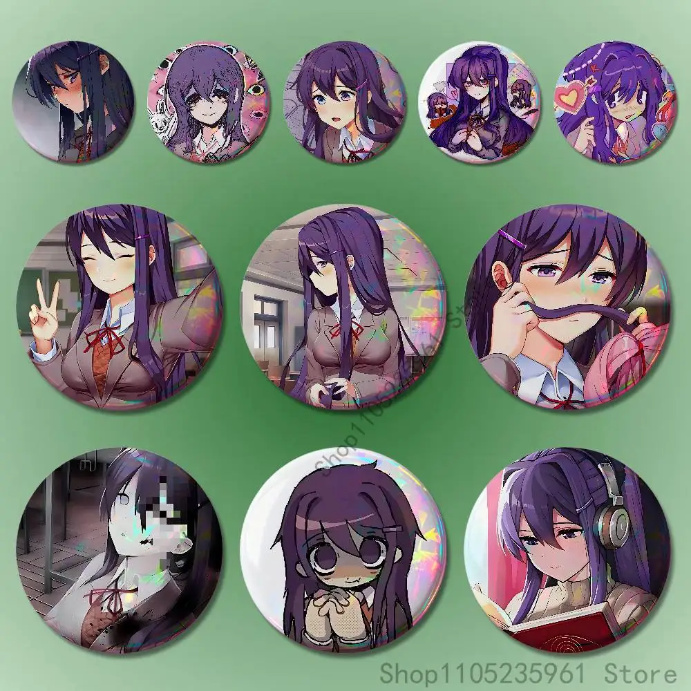 Anime Girl Y-Yuri Pin Tinplate Round Brooch Cosplay Nijigen Otaku Culture Badges 58mm 44mm 32mm 75mm 25mm