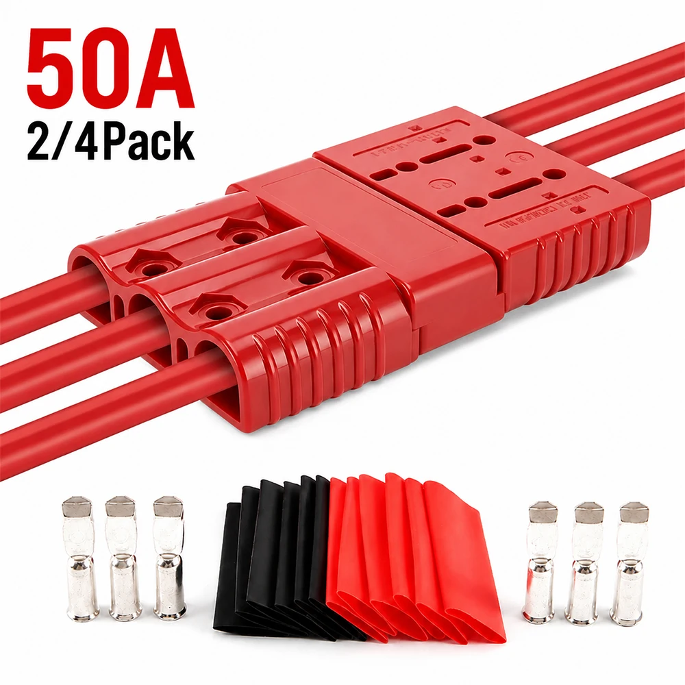 50A 3P High Current Battery Power Connector Kit Quick Disconnect Plug 600V Car Forklift Battery Charging Wire Cable Connectors
