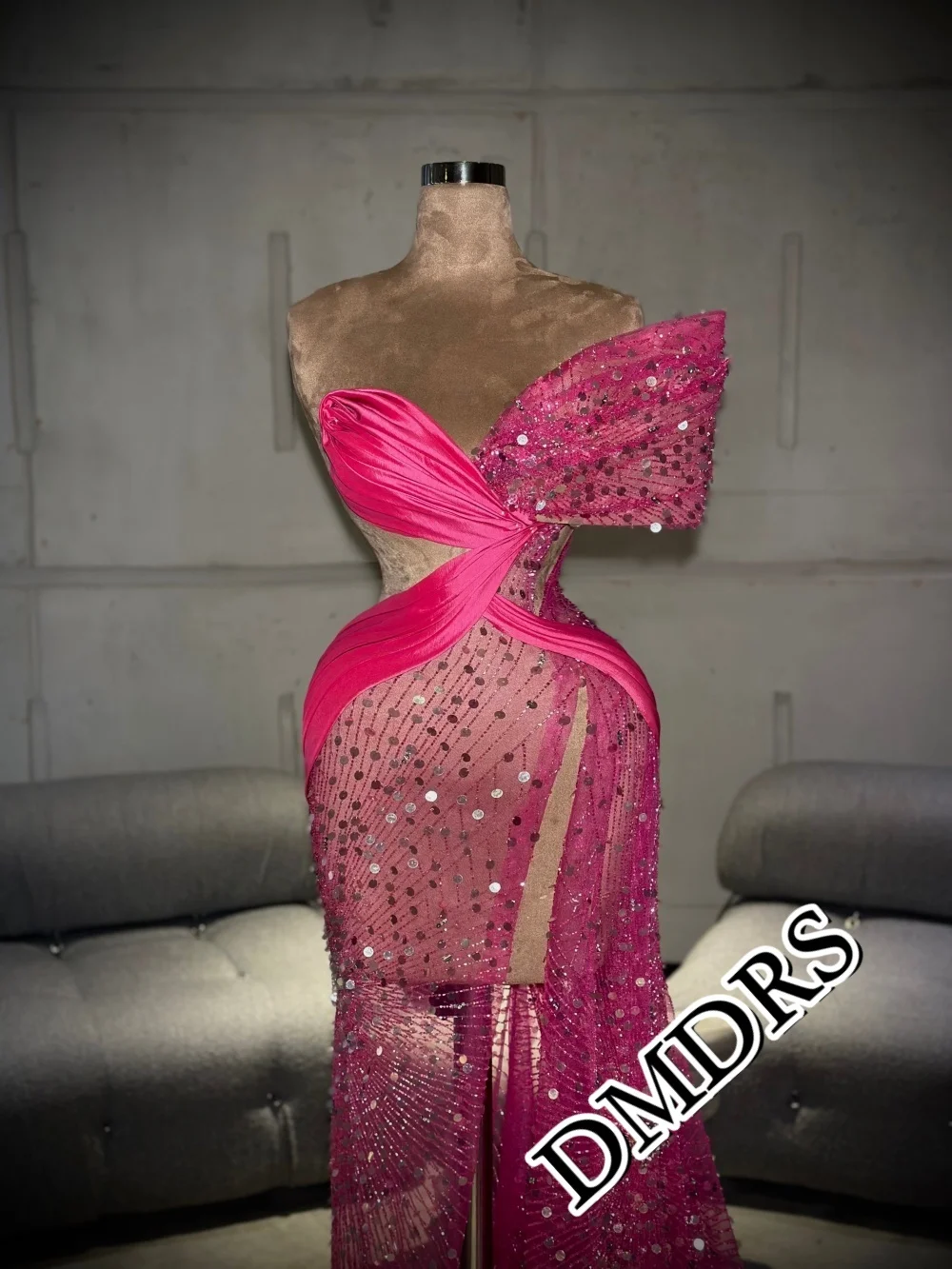 

DMDRS Sexy Side-Slit Evening Dress 2026 Elegant Off-Shoulder Party Gown Shiny Sequined Crystal Floor-Length Party Dresses