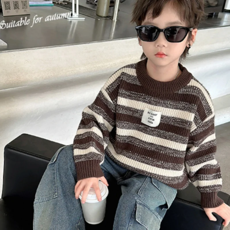 Boys Woolen Sweater Jacket Cotton Windbreak 2025 Dazzling Plus Thicken Autumn Winter Outwear Christmas Warm Children's Clothing