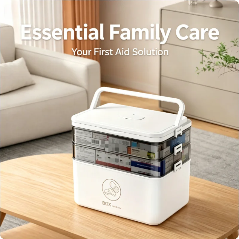 Large Capacity Family Medicine Box Multi Layer Portable First Aid Kit Emergency Medical Drug Storage Case for Home