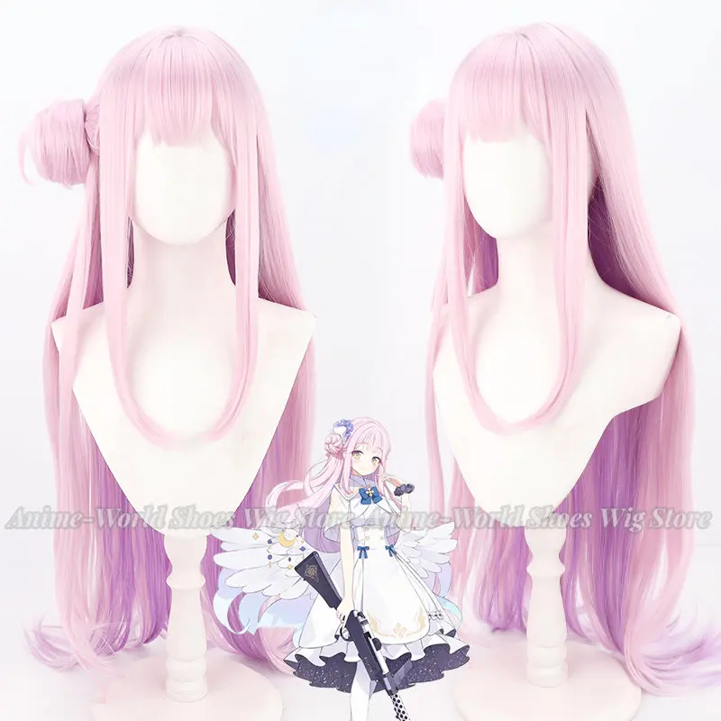 

Misono Mika Cosplay Wig Blue Archive Pink Purple Long 85cm Bun Heat Resistant Synthetic Hair Halloween Party Role Play + Wig Cap