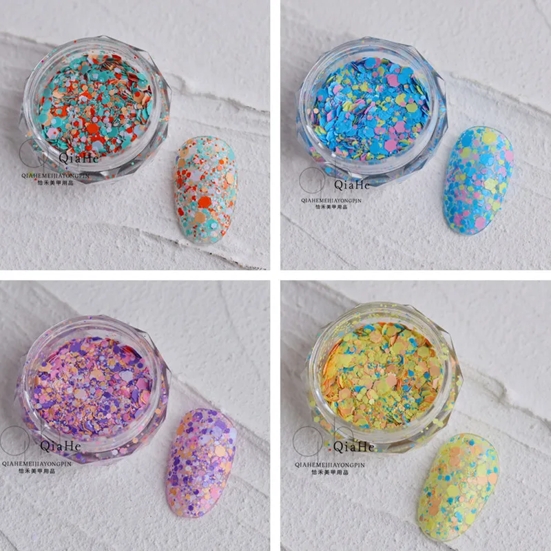 1 Box Mixed Dot Nail Decoration Circle Nails Accessories Round Chhameleon DIY Nails Mixed Colorful Nail Sequins