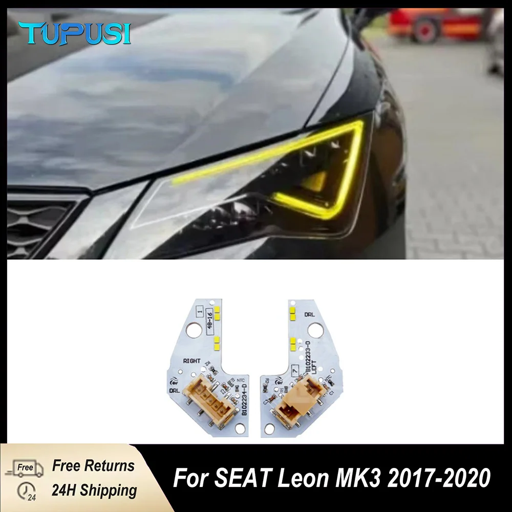 

Yellow Angel eyes DRL Boards For Seat Leon MK3 5F Cupra 5F0941475A 5F0941476A Headlight LED 90112019 2217059