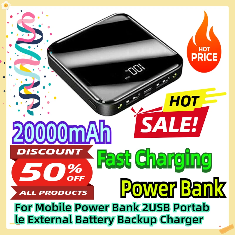 

For 20000mAh Fast Charging Mobile Power Bank 2USB Portable External Battery Backup Charger