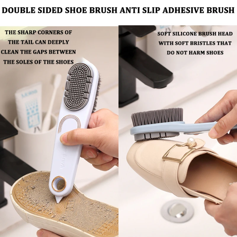 Multifunctional Double-sided Shoe Brush Silicone Soft Brush Powerful Decontamination Cleaning Brush Shoe Cleaner Kit