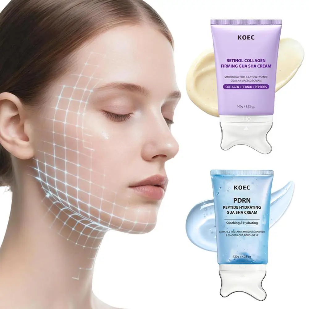 KOEC Retinol Collagenfirming Gua Sha Cream With Roller Retinol Collagen Lifting Cream PDRN Peptide Soothing Hydrating Smoothing