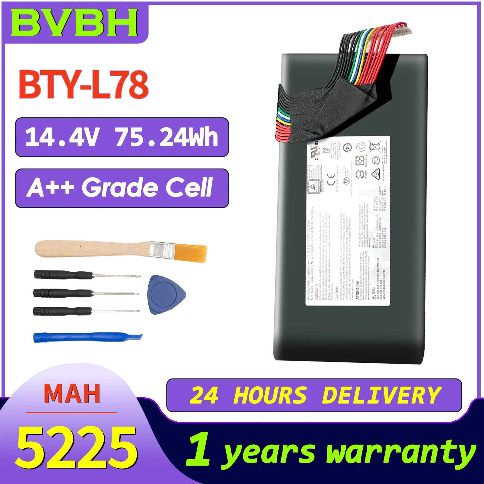 

BVBh BTY-L78 Genuine Battery For MSI GT62VR/GT73/GT75/GT80 Terrans Force S5 67SH1 EUROCOM Tornado F5 HIPAA F22