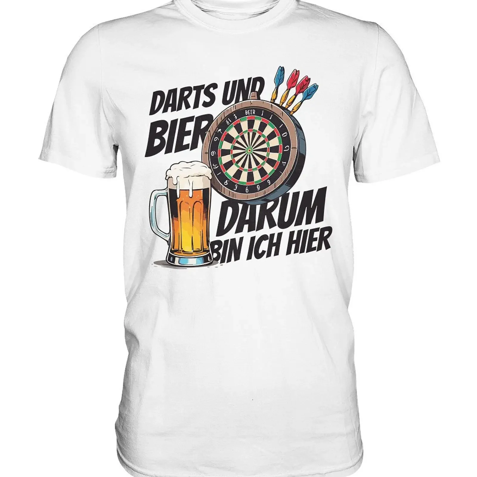 Darts and Beer That's why I'm here Dartboard Dartsport Dart Lover Premium T Shirt vintage Washed Casual Unisex streetwear