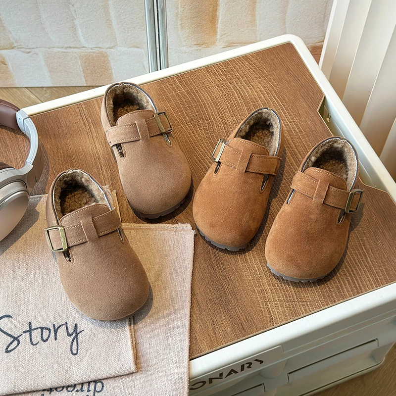 

Зимняя детская обувь для девочек, уличная теплая детская повседневная хлопковая обувь, универсальная модная плюшевая обувь на плоской подошве с мягкой подошвой