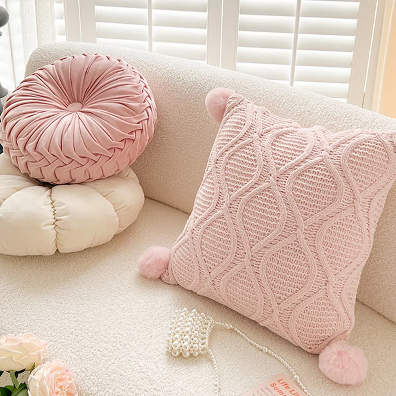 

Modern Simple Rhombus Jacquard Plush Throw Pillow Cover SofaPillow Nordic Style Office Waist Bedside Cushion Car ThrowPillow