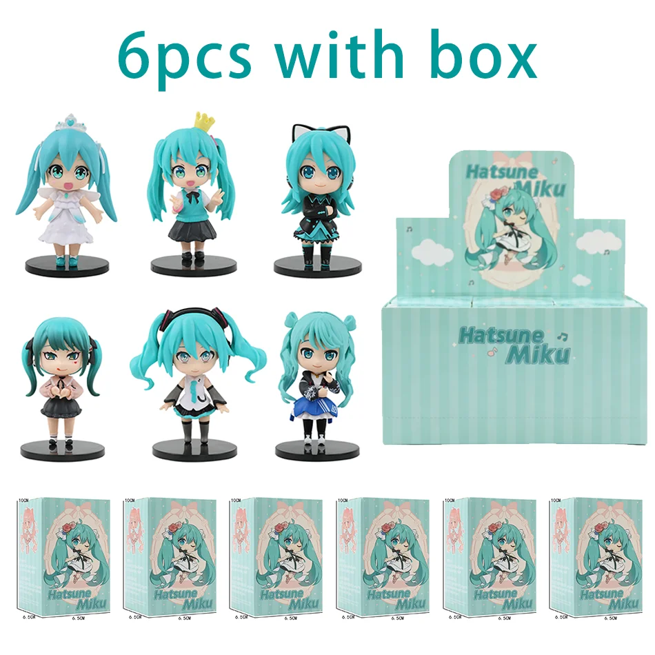 

SS New Hot 6pcs/set Anime new miku figure mini character ornaments kawai hatsune table decoration for home adult toy child gift