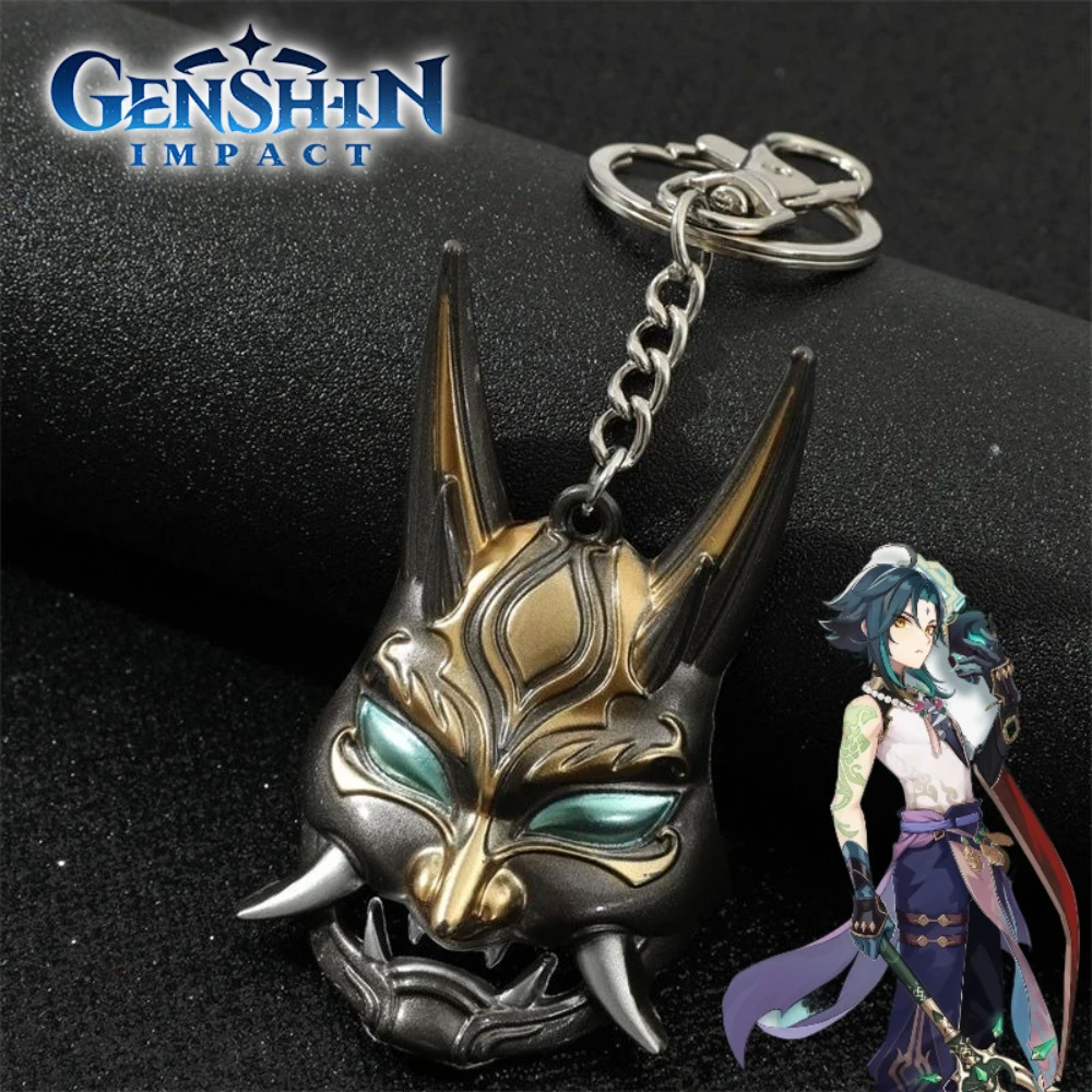 

Genshin Impact Game Merch Keychain Xiao Mask Pendant Versatile Decorative for Bags Key Couple Gift for Fan Collectible Must-Have
