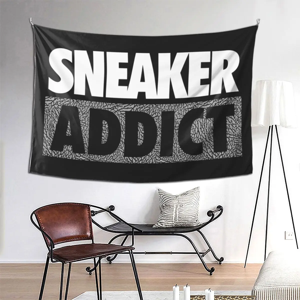 

Sneaker Addict Box Tapestry Art Wall Hanging Aesthetic Home Decor Tapestries for Living Room Bedroom Dorm Room