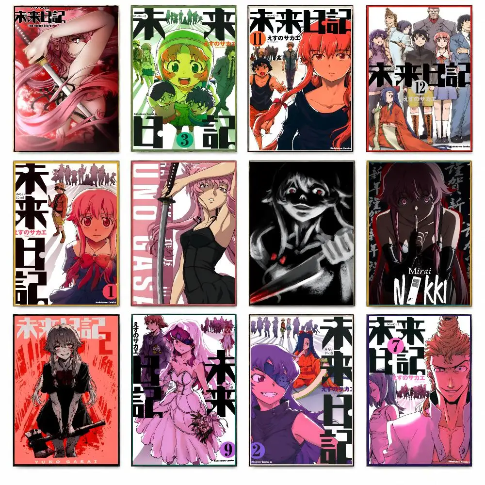 Anime Thriller M-Mirai Nikki Poster HD Print Wall Art Bedroom Dorm Office Gaming Room Cafe Gifts