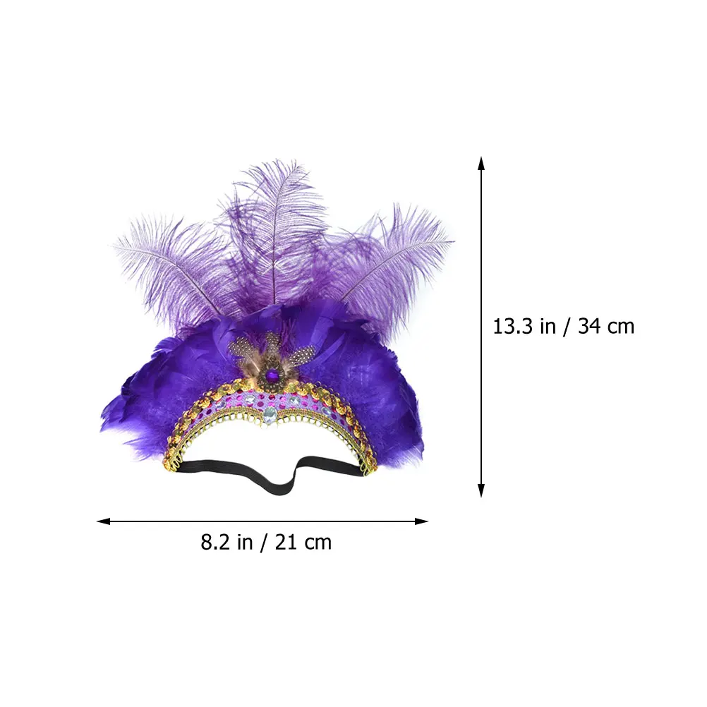 

Halloween Headdress Purple Bright Unique Party Masquerade Costume Accessory Women Men Teens Native American Wedding