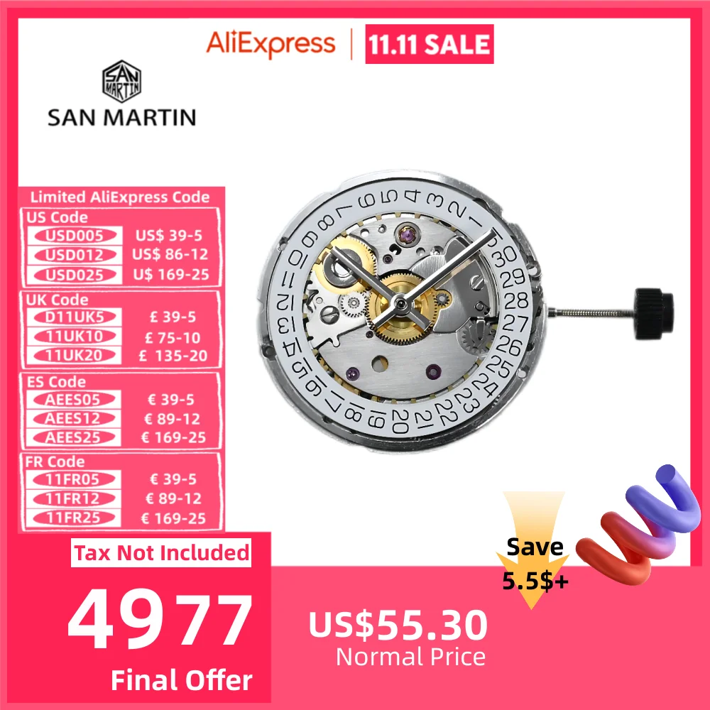 ST2130 Automatic Movement Replacement For Mechanical Wristwatch ETA 2824 Quick Adjustment Date 3H 28800 VPH Accurate