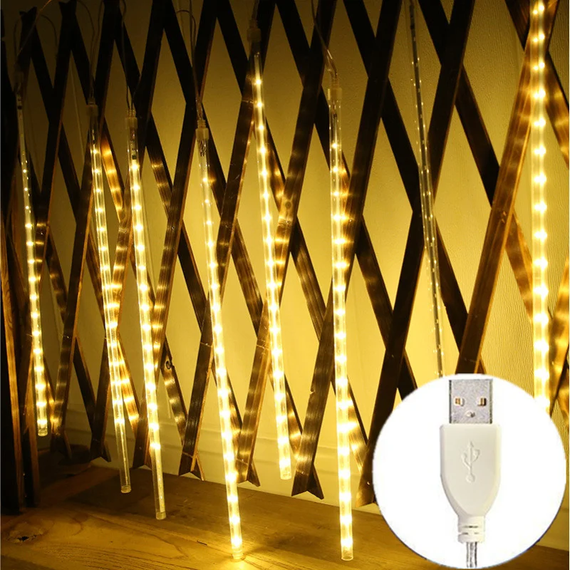 2026 زينة رمضان ضوء الشارع USB النيزك دش المطر LED الجنية سلسلة أضواء اكليل الزفاف زينة حفلة عيد الميلاد