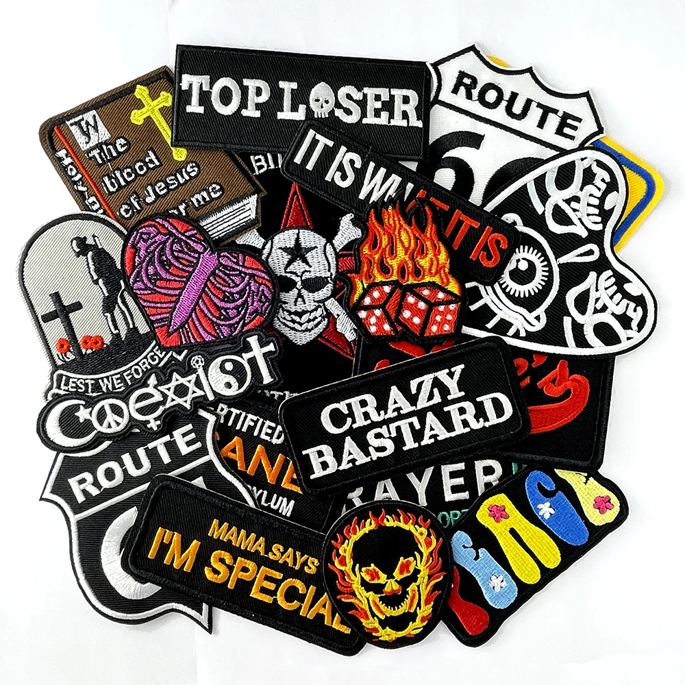 20 шт./лот пламя ROUTE 66 сердце утюг на заплатках ткань вышитая аппликация одежда аксессуары для одежды ремонт отверстие патч значок