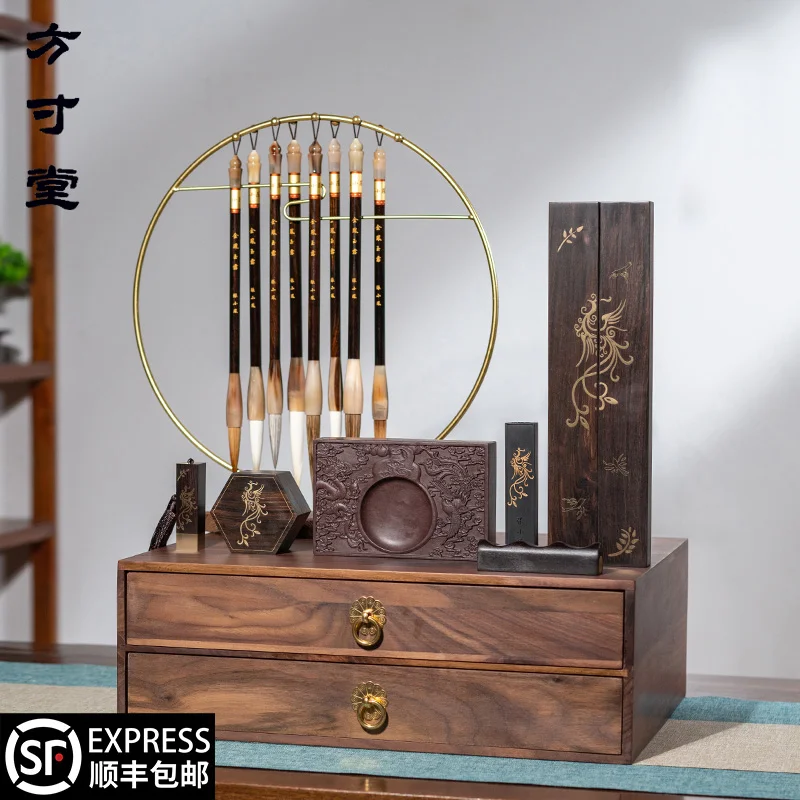 

Подарочная коробка с четырьмя сокровищами Master-level, ручка, чернила, бумага и чернильный камень, полный набор кистей, подарочные ручки для каллиграфии и озера,