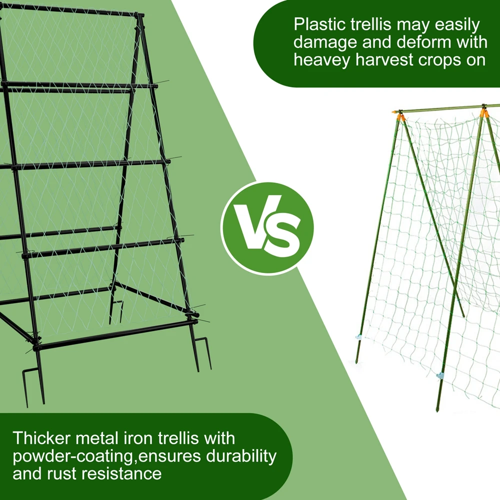 A-Shaped Metal Garden Trellis Climbing Plants Arch Outdoor Vine Plants Support with Netting image 3