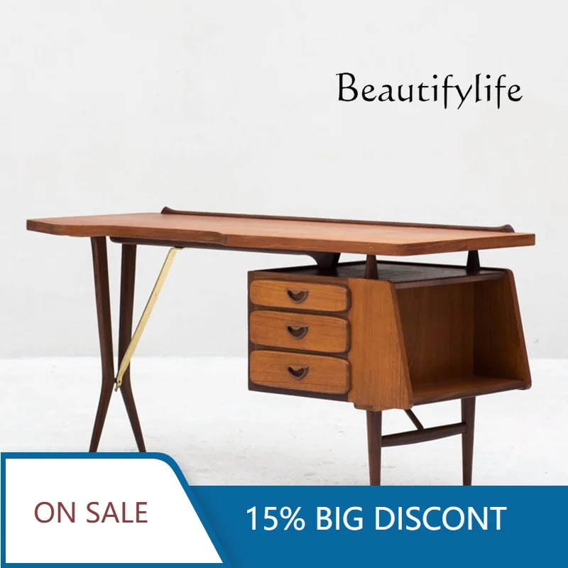 

BJ Medieval Solid Wood Desk Medieval Retro Designer Writing Desk Nordic Desk Personalized Writing Table