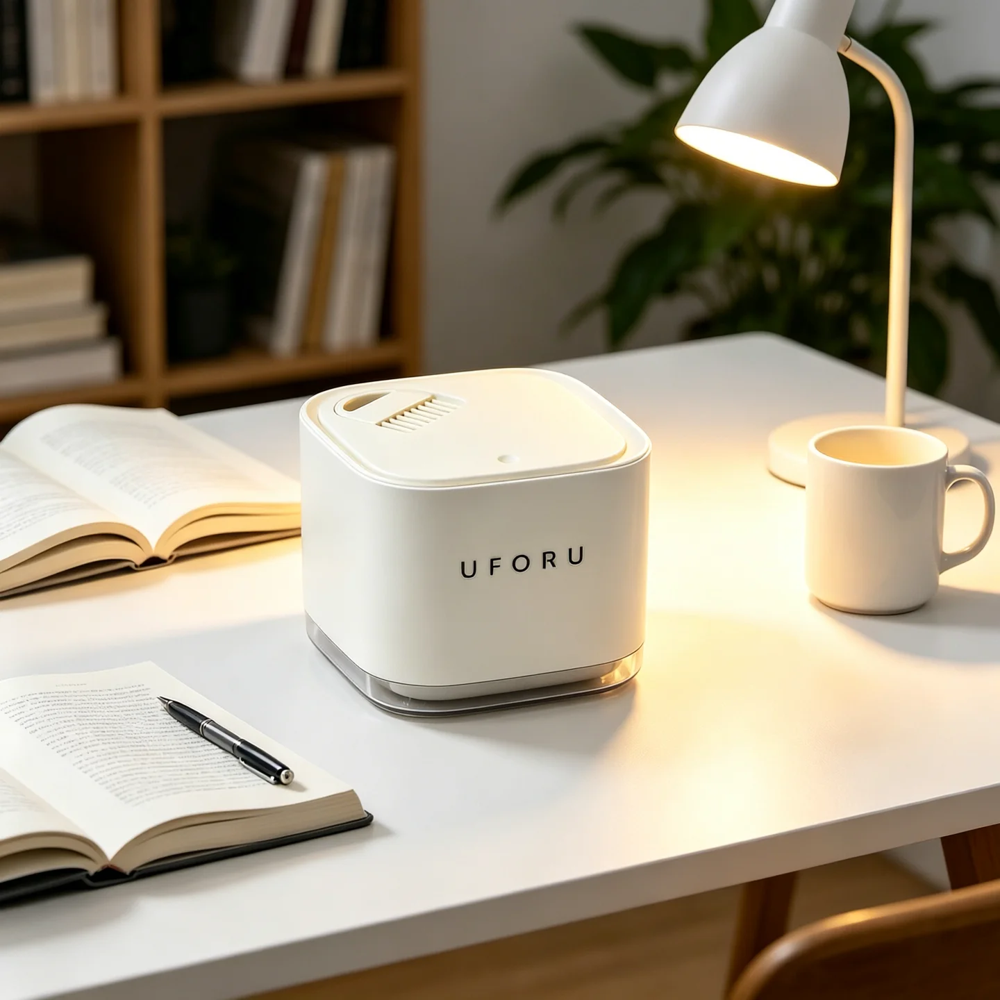 Aesthetic Press‑Lid Desktop Waste Bin with Built‑in Cleaning Brush, Compact Square Tabletop Lidded Waste Container, Mini Trash Can for Office Desk Bedroom Vanity