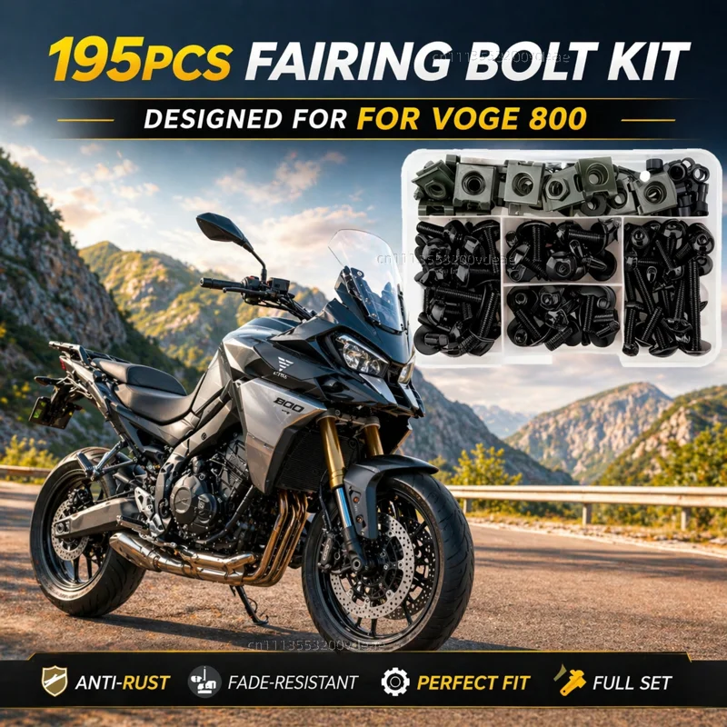 

195Pcs Motorcycle Accessories Aluminum Fairing Bolt Screws Kit Nut Clips For VOGE 800 RALLY DSX 800 DSX800 CNC Fastener Hardware