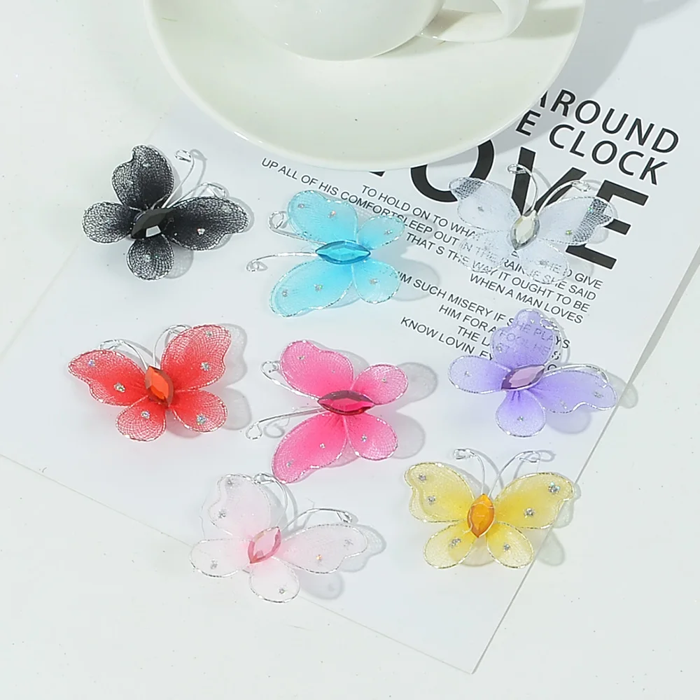 20/100Pcs Mesh 3D Multicolor Tulle Butterfly Wall For  DIY Kids Nursery Bedroom  Kitchen Fridge TV wall Wedding Decoration