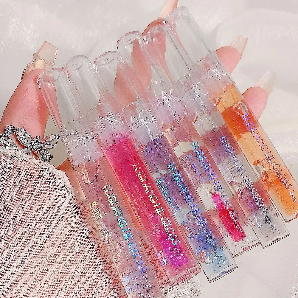 Shiny Pearl Moisturizer Color-changing Lip Gloss Transparent 3D Holographic Lip Plumping Oil Lip Make Up Plumper Nutritious Care