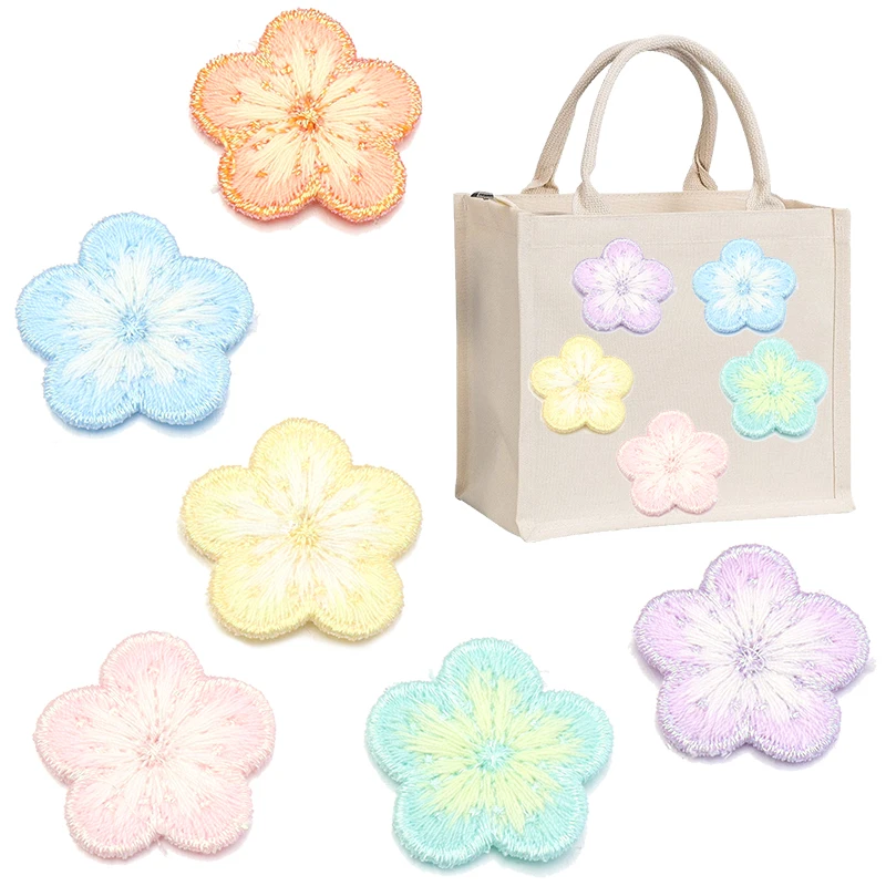 10pcs/lot Plum Blossom Flower Ironing Embroidery Cloth Sticker Patches Clothing On Kids Dress Bags Applique DIY Decoration