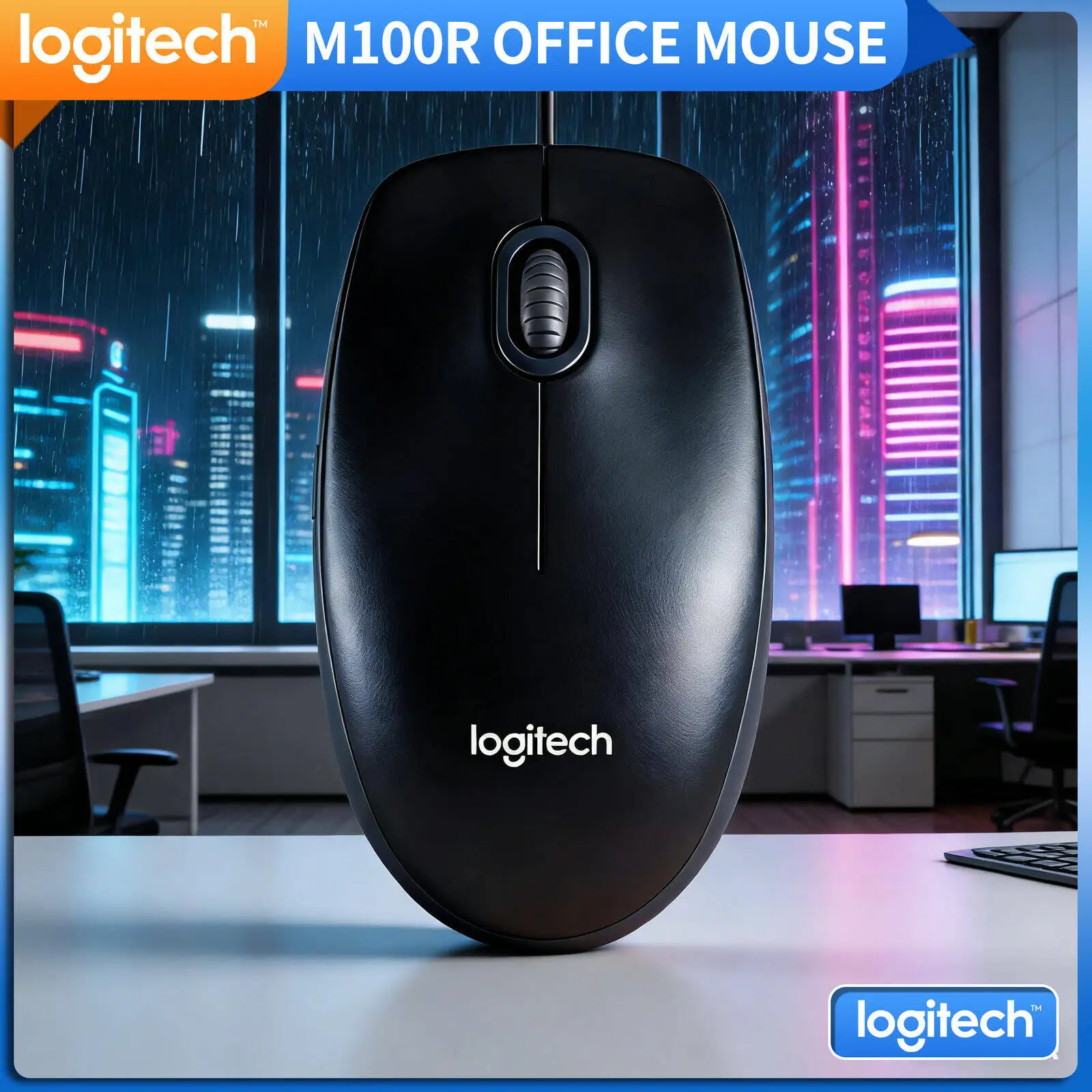 

Высококачественная проводная USB-мышь Logitech M100R, 1000 DPI, эргономичная, для левшей и правшей, для офиса и дома, для ежедневного использования