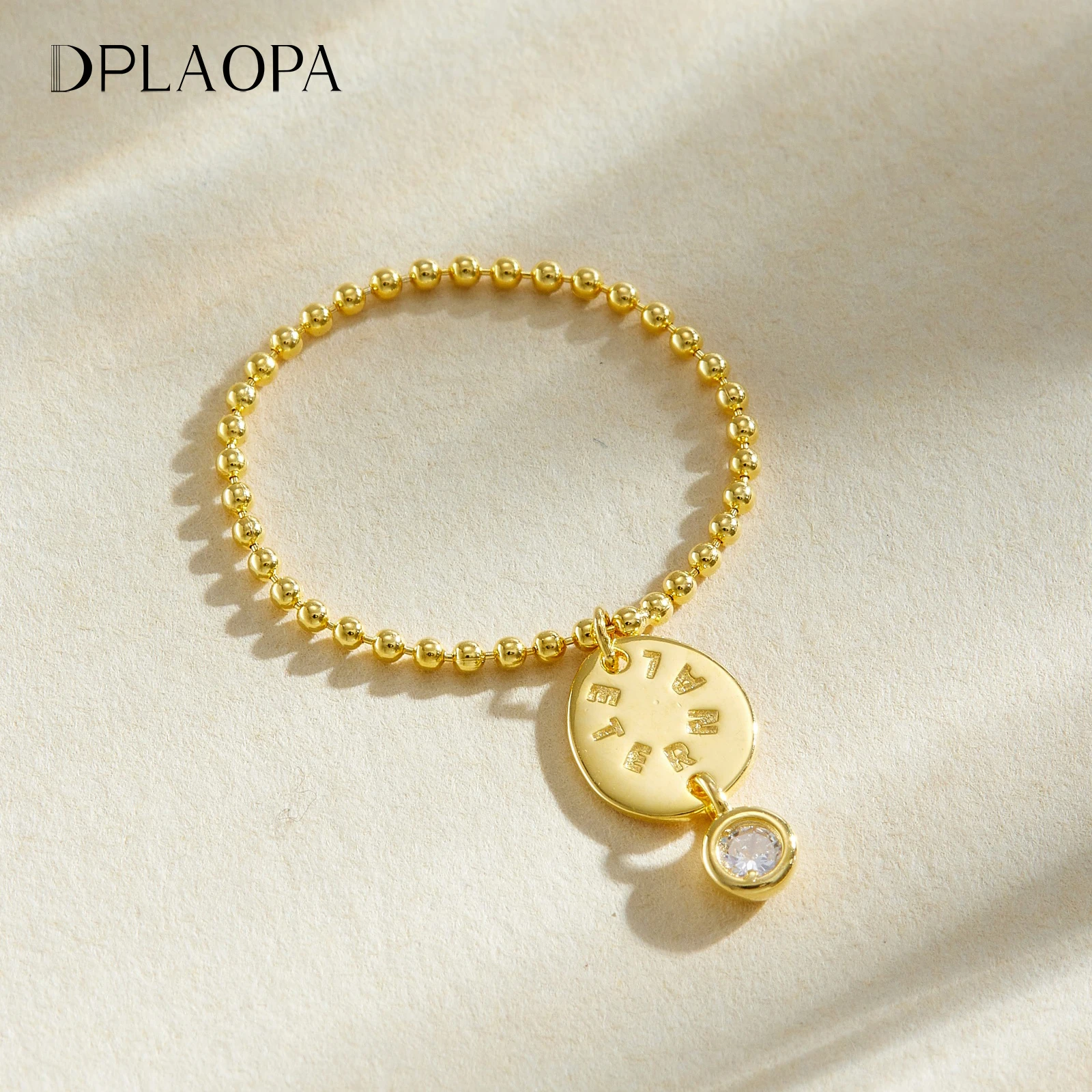 DPLAOPA Women 925 Sterling Silver Eternal Flat Bead Chain Ring Oval Charm Round CZ Zircon 2026 Rock Punk Fashion Jewelry Gift