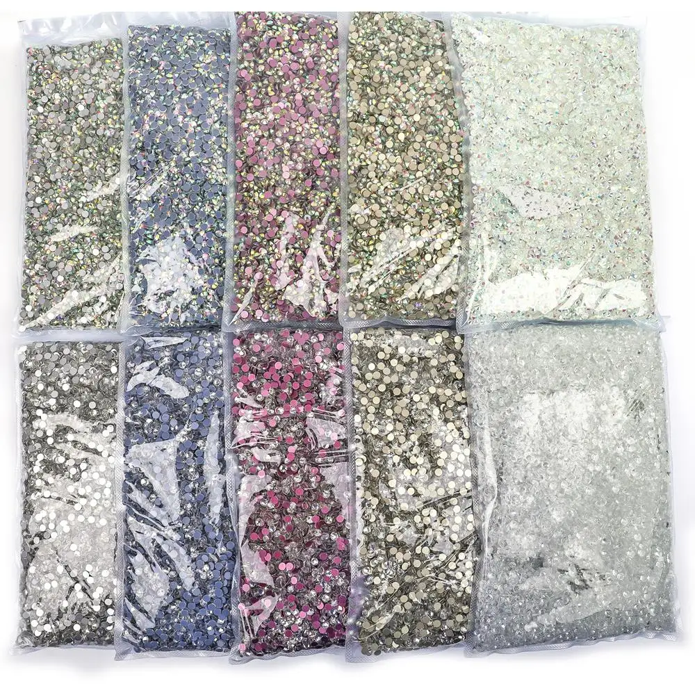 SS3-SS50 Big Bag Glitter Non hotfix FlatBack Wholesale Top Quality Better DMC Crystal AB Glass Strass Iron On Hotfix Rhinestones