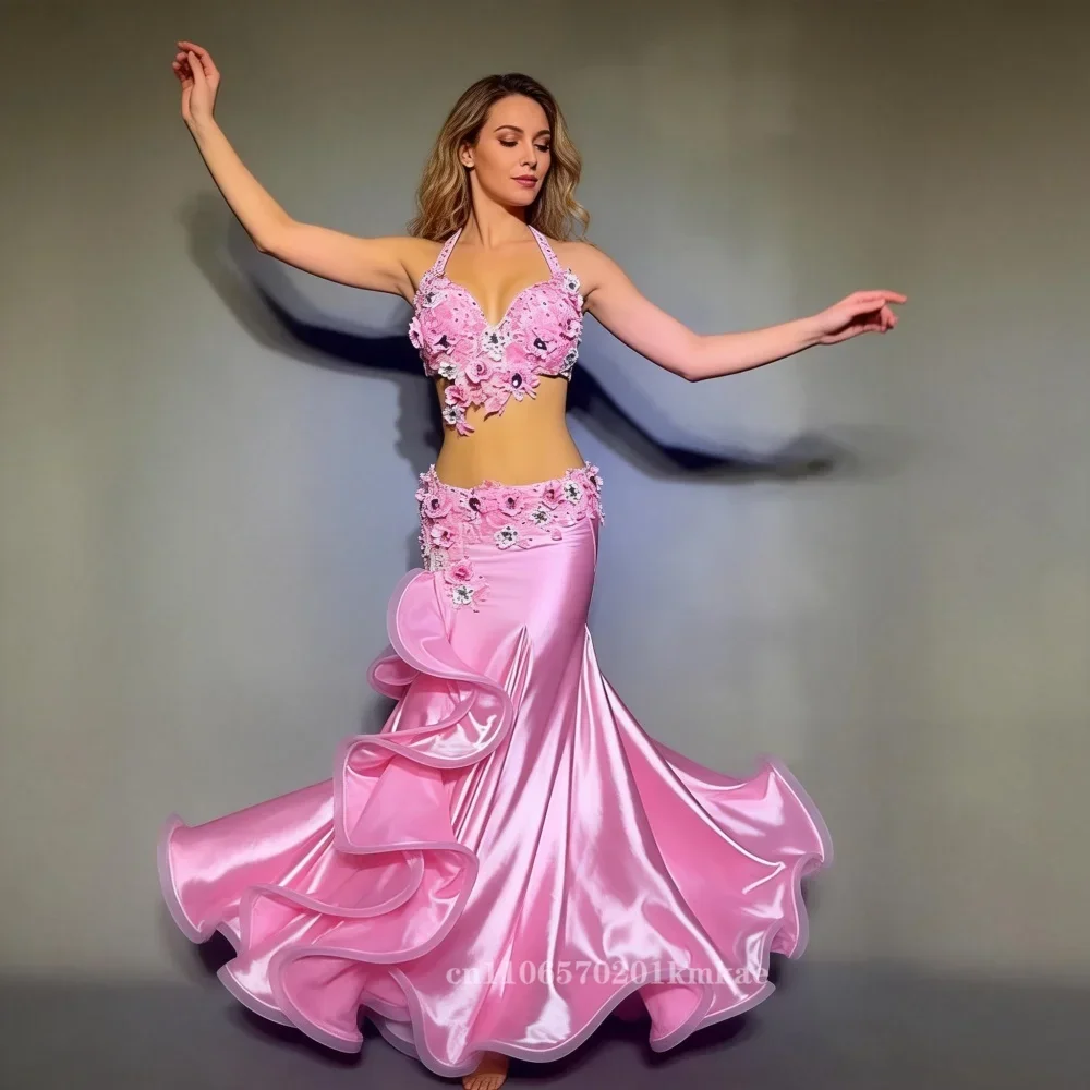 

Профессиональный комплект для восточных танцев Senior AB Stones: бюстгальтер и облегающая юбка-пояс для женщин, для соревнований