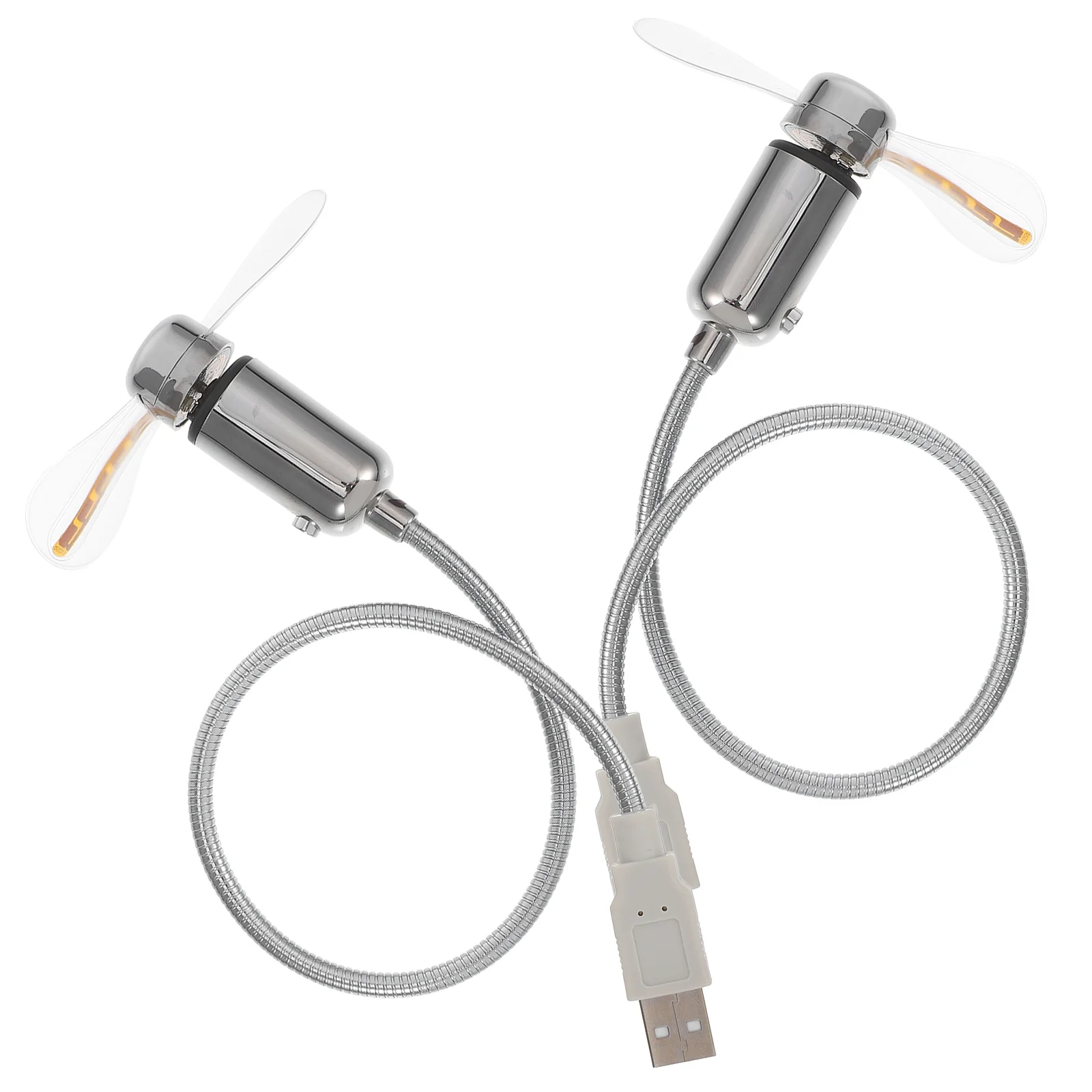 Mini ventola USB flessibile da 2 pezzi con display circolare con motivi LED colorati (argento) Mini ventola USB Mini ventola USB