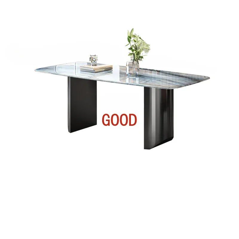 

Современный минималистичный обеденный стол и стул, супер хрустальный камень, светлый роскошный прямоугольный обеденный стол с мраморной столешницей