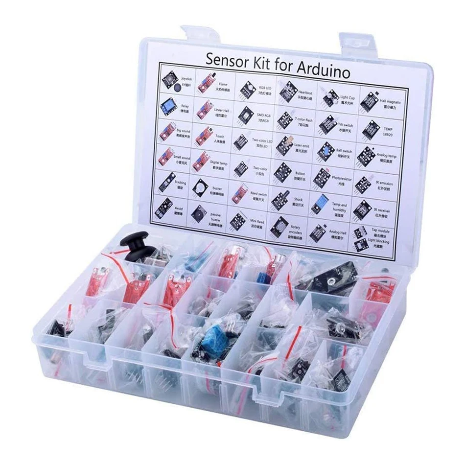 37 Sensors Assortment Kit 37 Sensors Kit Sensor Starter Kit for Arduino Raspberry pi Sensor kit 37 in 1 Robot Projects Starter