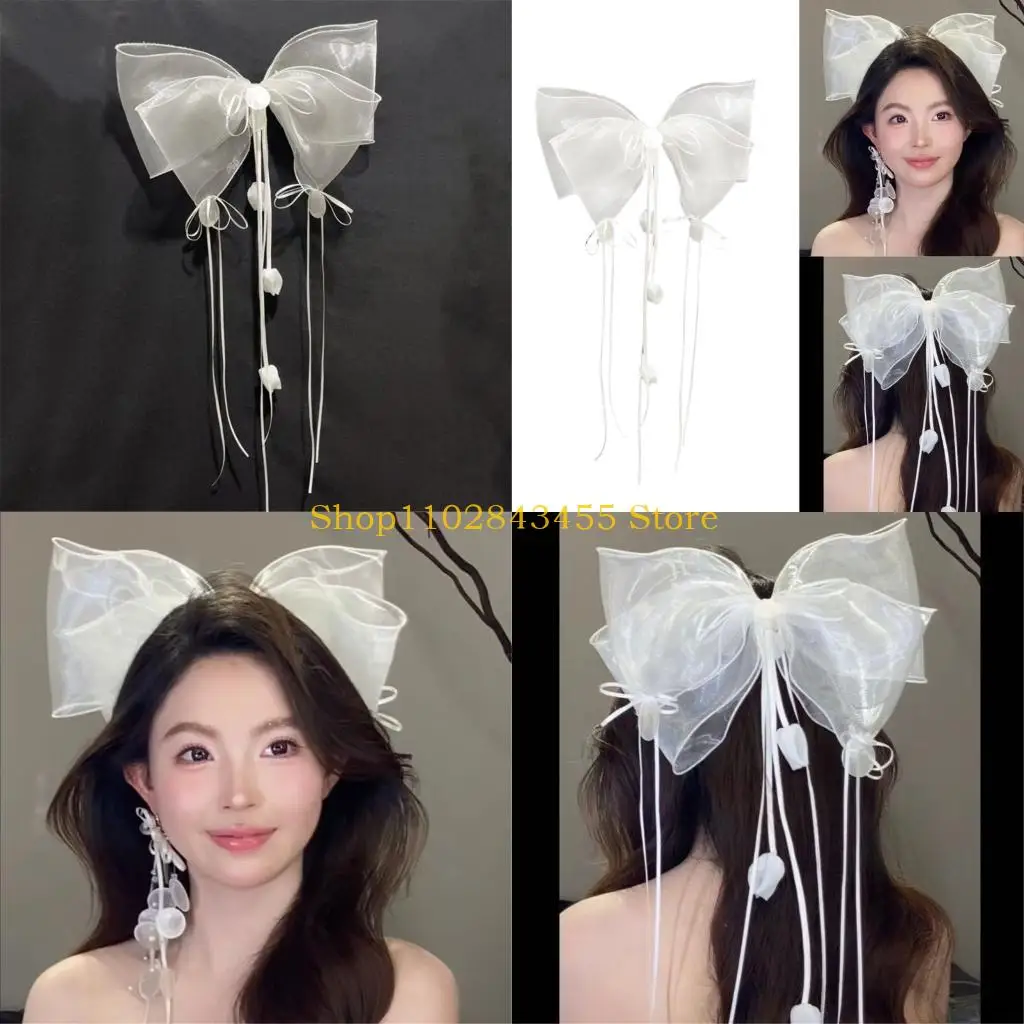 

49MC Multiuse Exaggerate Ribbon Bowknot Hair Clip Strong Hold Hairbows For Daily Wear Evening Outfit And Festival Gatherings