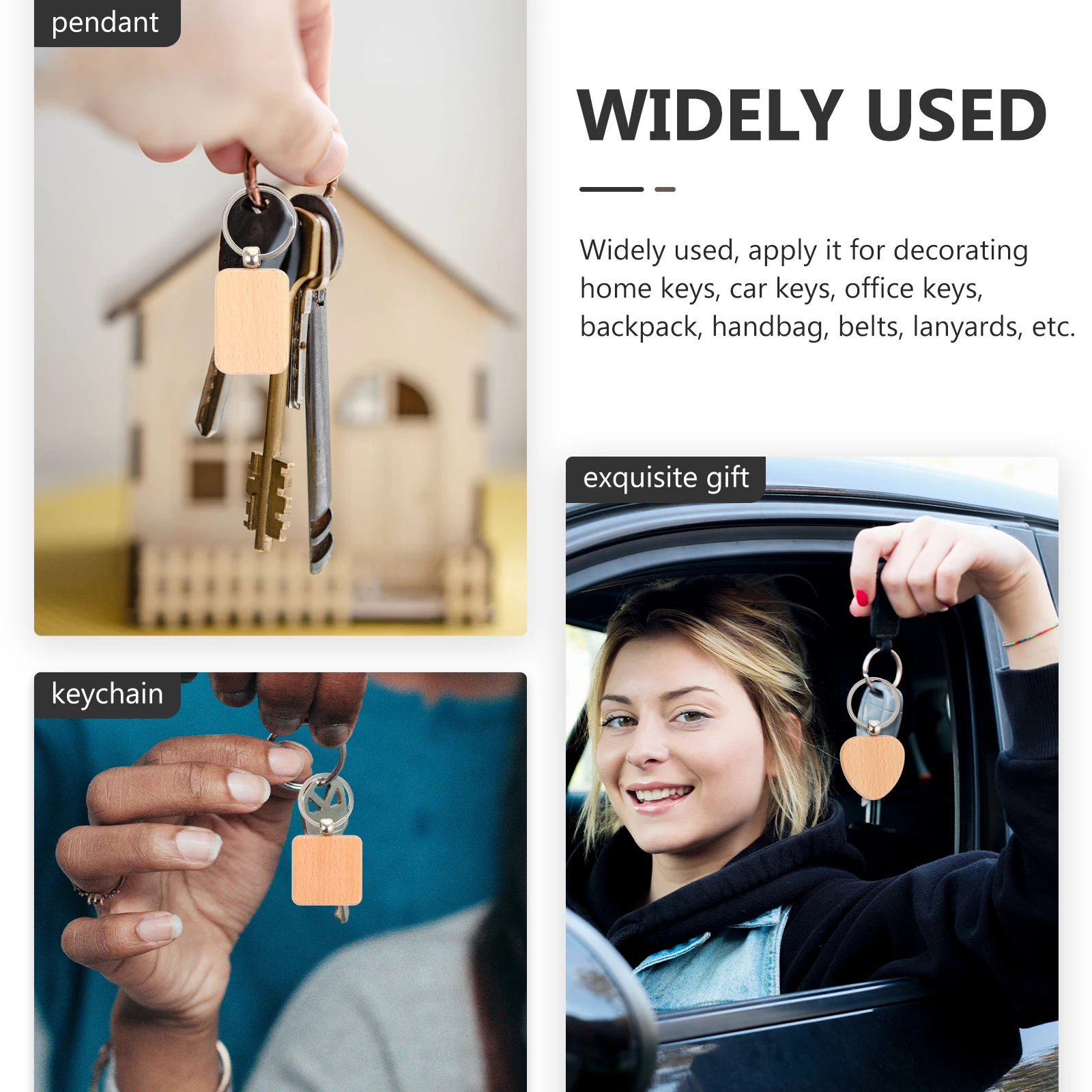 

15pcs Unfinished Keychain Blanks Diy Craft Keychains Durable Wood Accessories Wooden Keychain Blanks For Home Car Decor