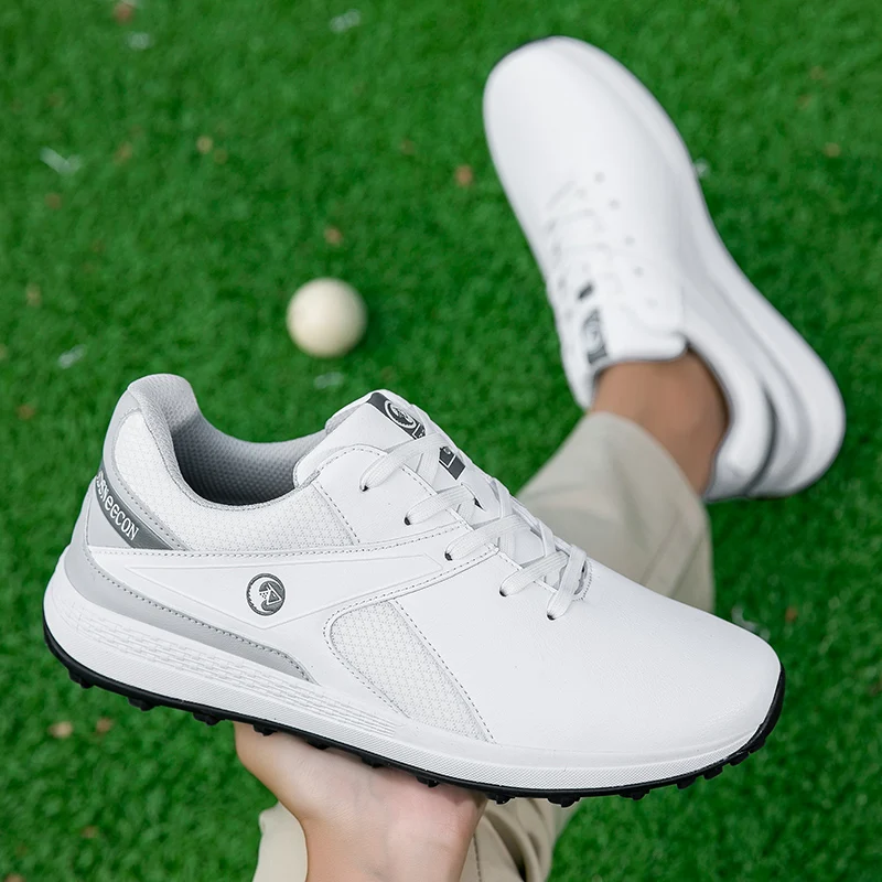 Waterproof Men’s Golf Shoes Lace-up Golf Training Sneakers Spikeless Golf Trainers Breathable Business Dress Shoes Casual