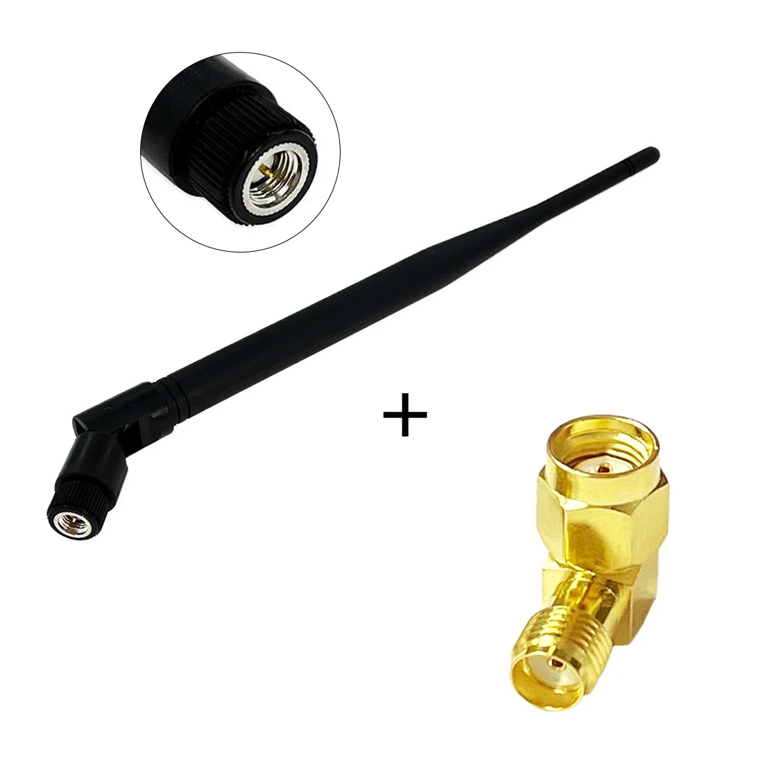 1Kit 433Mhz 6dbi OMNI Antenna SMA Connector 19cm Rotatable for Ham Radio+RP SMA Male Plug to Female RF Coax Adapter