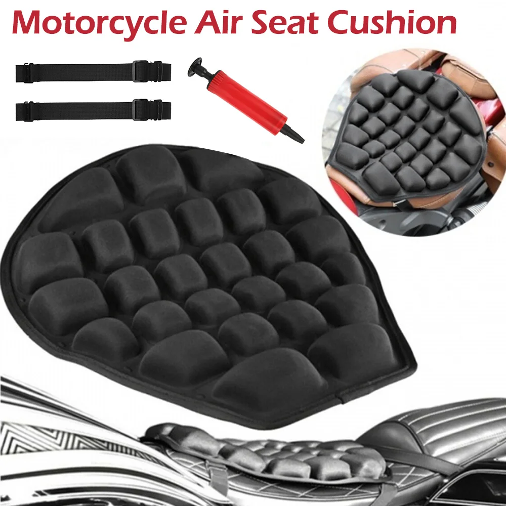 3D Motorcycle Cushion Pad Motorcycle Seat Cushion with Bandages Fixed Pressure Relief Ride for Cruiser Touring Saddles