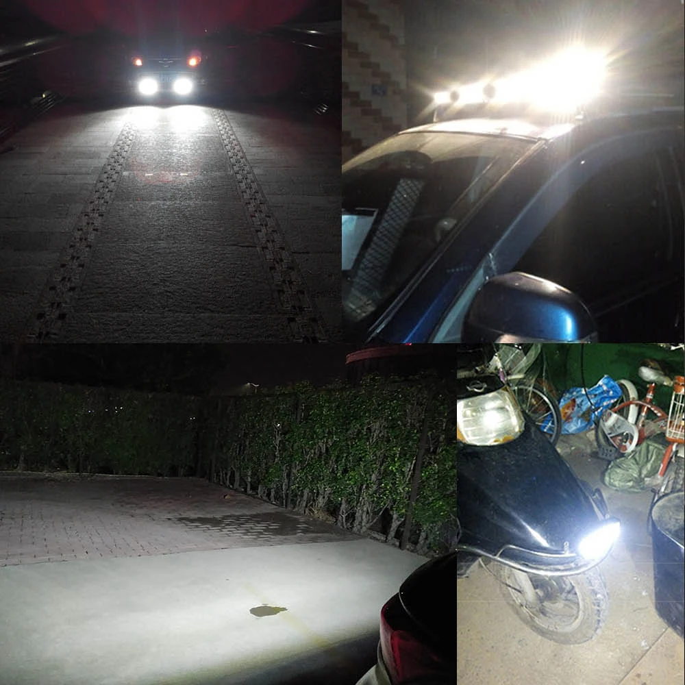 Faretto con lente 6Led 12v per fari moto Striscia LED Luci di guida Fendinebbia Lampione stradale 6000k Luci da lavoro bianche