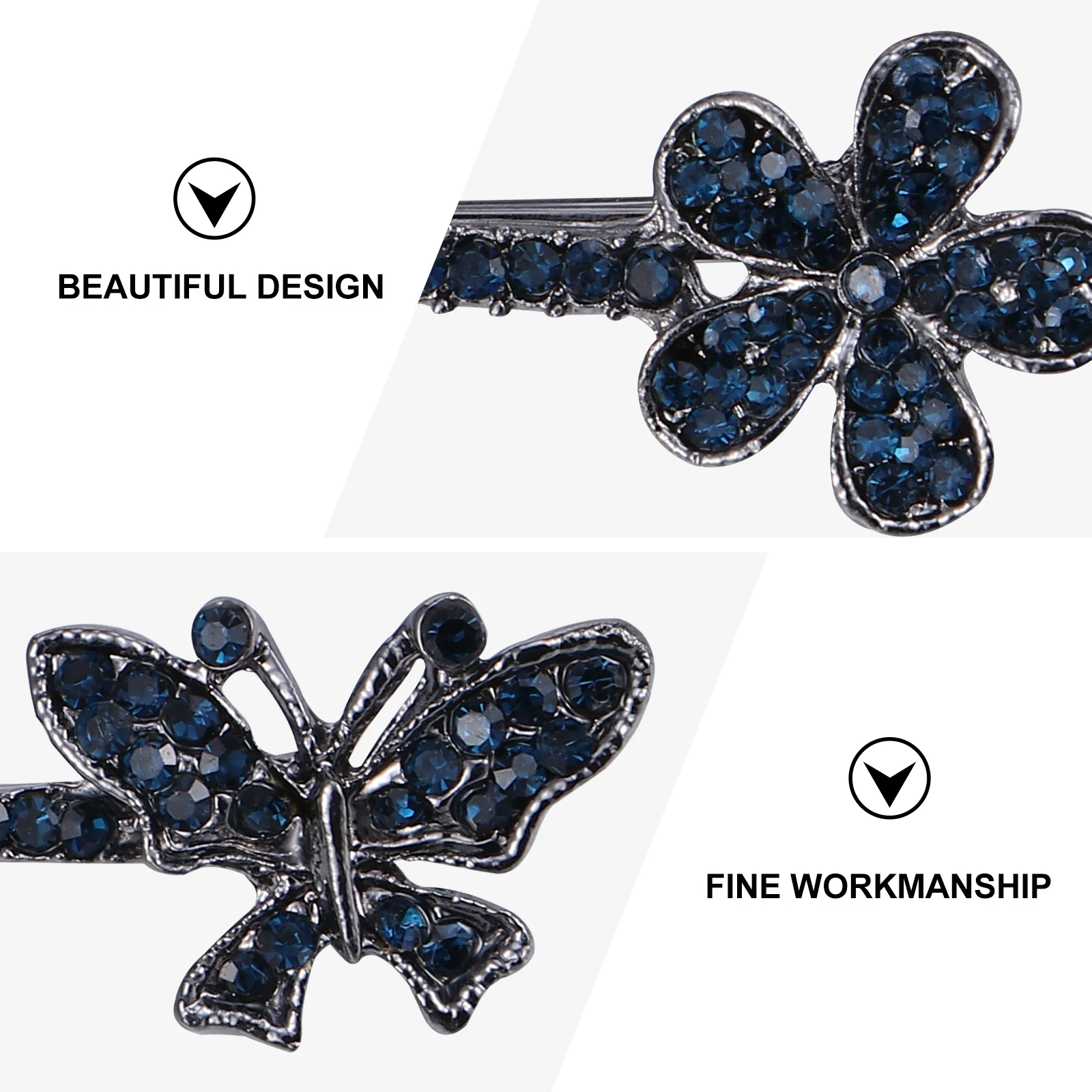 

Rhinestone Hairpins For Women Blue Metal Diamond-In Edge Clamp Clips Hair Clips Bride Party Prom Wedding