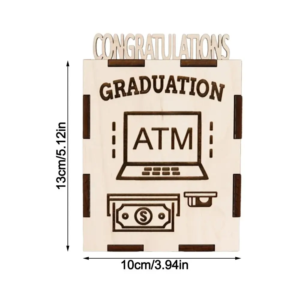 Caja de regalo de dinero de graduación de madera, diseño ATM, fiesta de graduación, caja de regalo con dibujo en efectivo, celebraciones de graduación