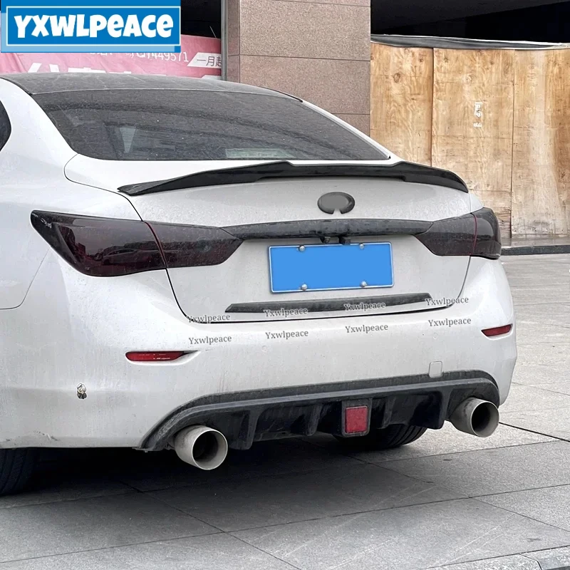 

For Infiniti Q50 2014-2021 PSM Style ABS Plastic Car Rear Trunk Lip Spoiler Wing Body Kit Accessories