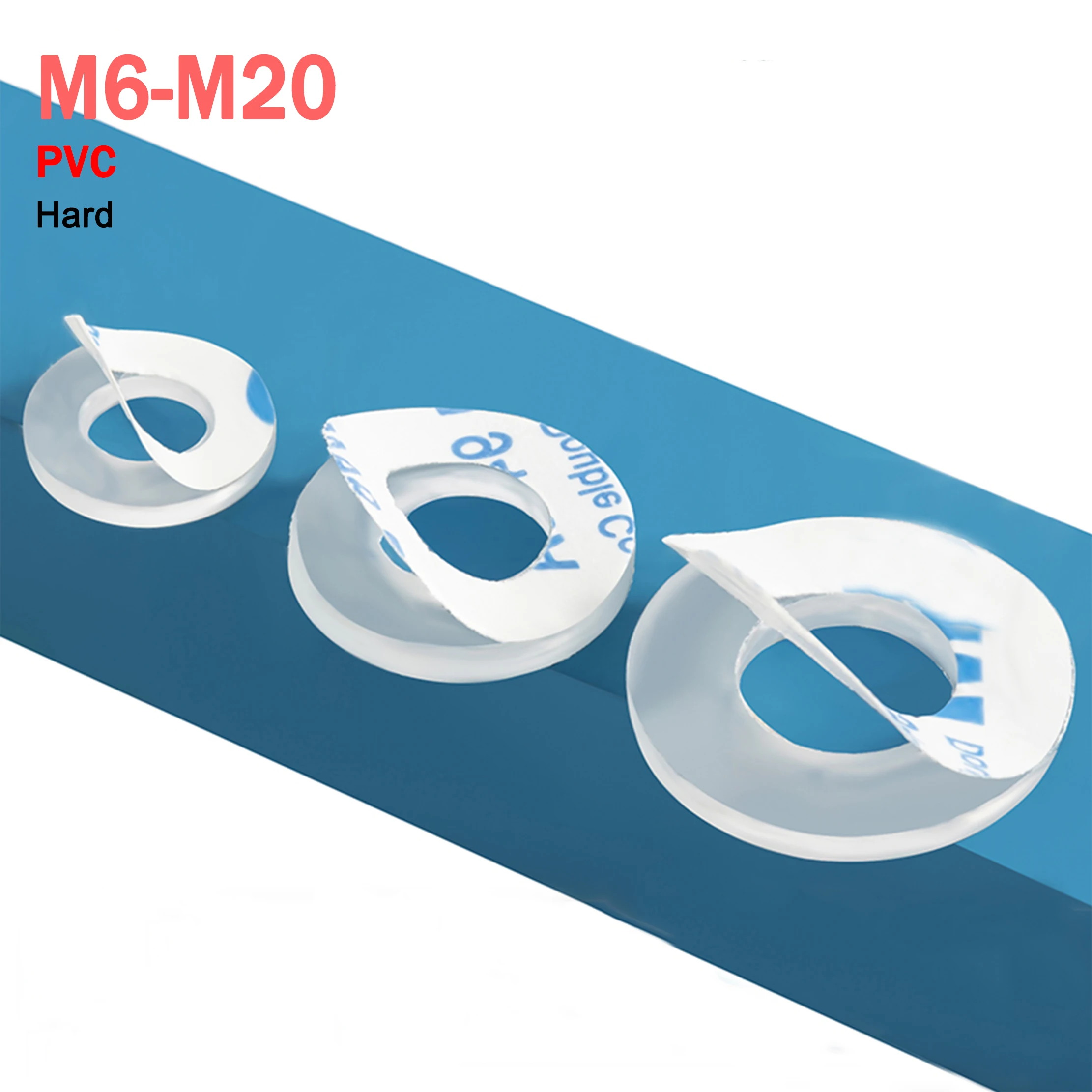 M6~M20 Single Sided Adhesive Backed PVC Black Flat Gasket Adhesive Plastic Round Washer  Insulating Hard Washer