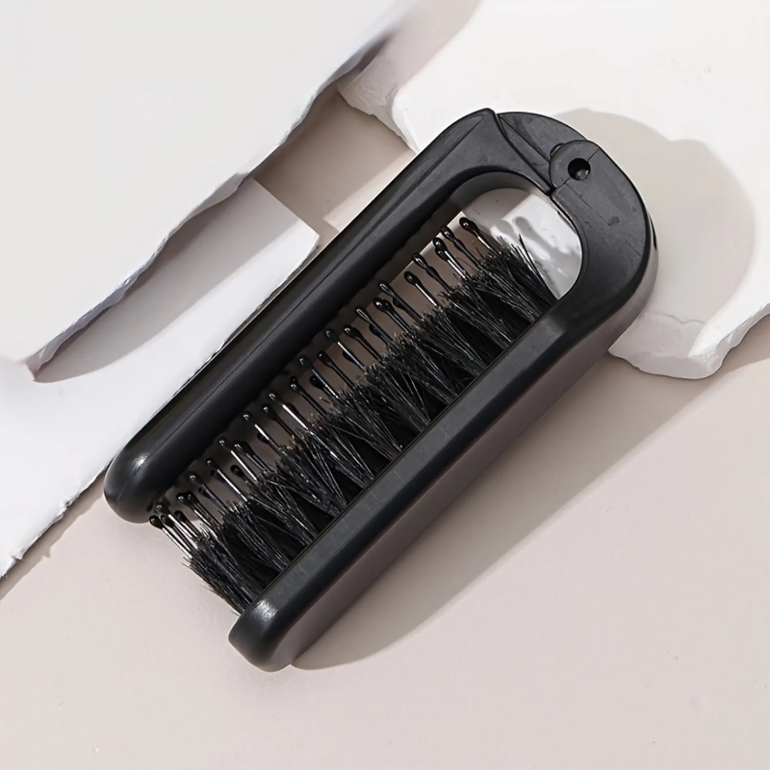 Portable Folding Hairbrush Boar Bristle Anti-Static Fine Teeth Detangling Comb Unisex Beard Ladies Styling Tool with Foldable