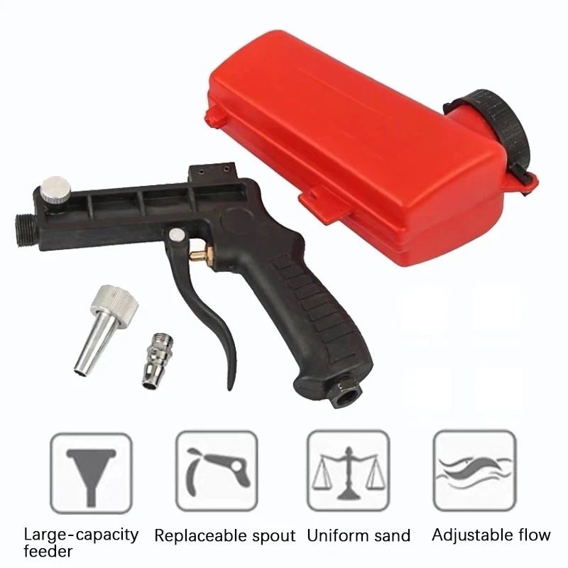 Imagem -06 - Portátil Pneumática Sandblasting Gun Abs Air Sandblaster Fluxo Ajustável Máquina Antiferrugem Fluxo 90psi